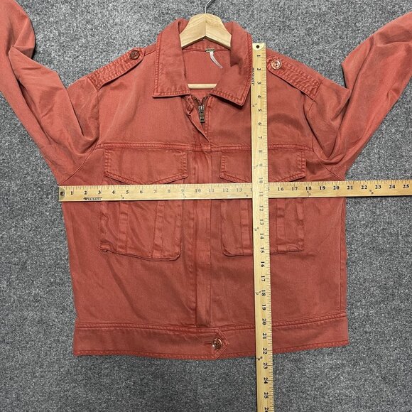 Young Fabulous Broke Rust Red Denim Moto Jacket M - Picture 5 of 5